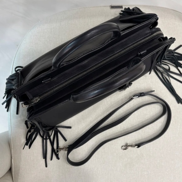 Authentic Saint Laurent Black Fringe Rive Gauche Cabas - Picture 3 of 14